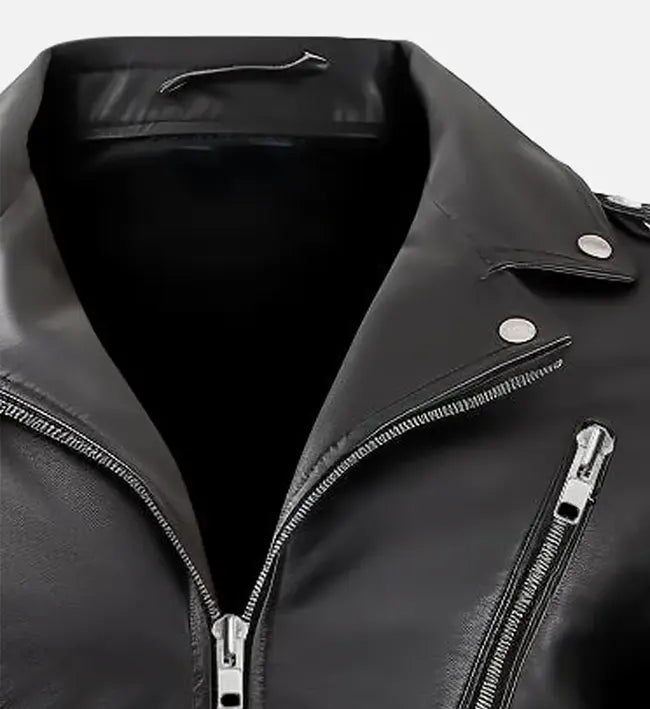 mens black leather biker jacket