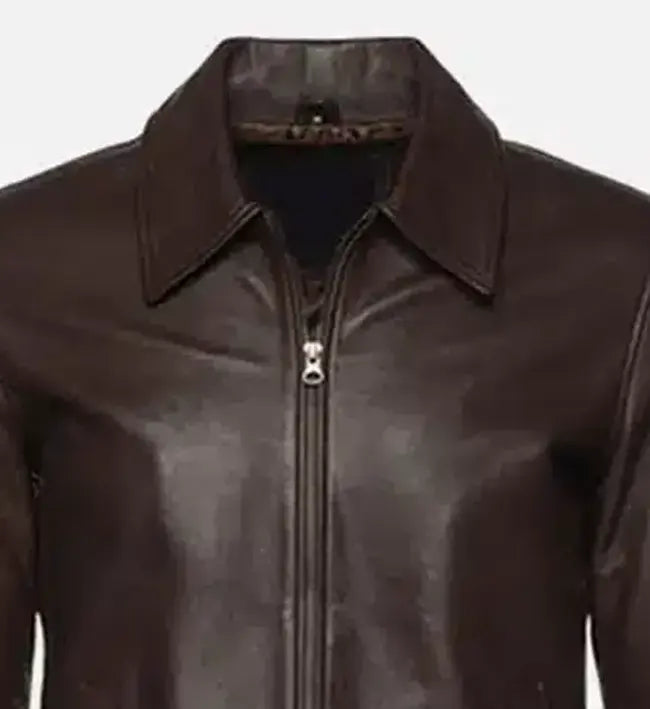 mens english brown leather jacket
