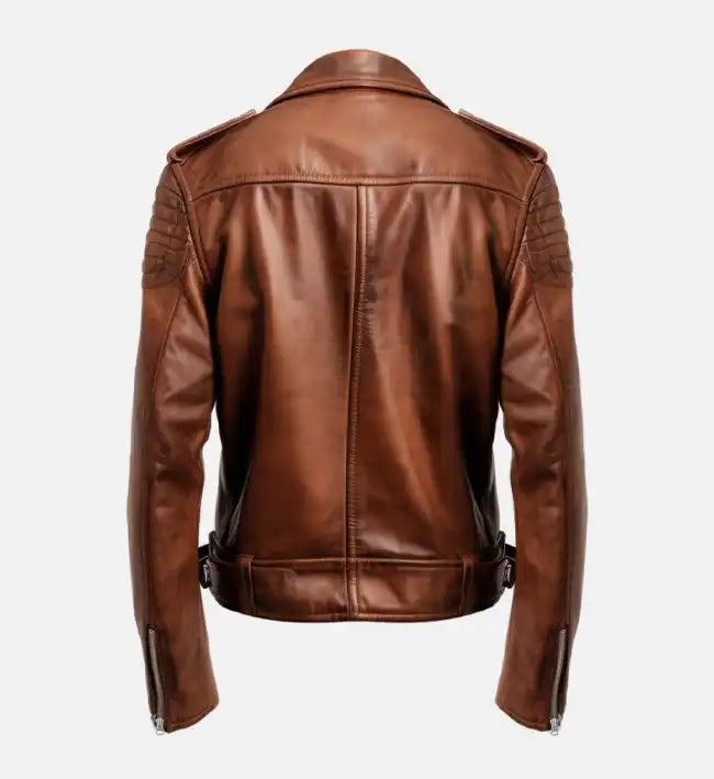 Men's Real Leather Brown Biker Jacket