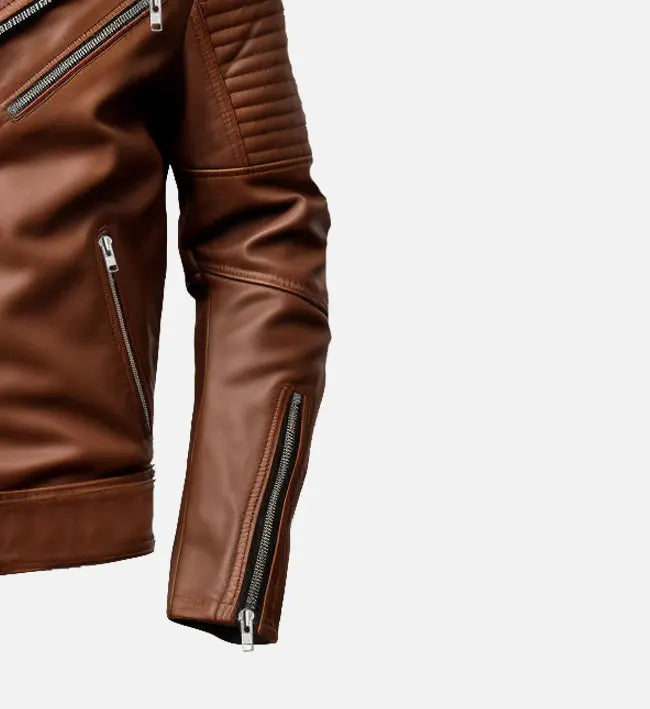 Men's Brown Biker Leather Jacket