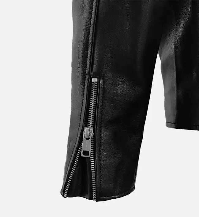 Men's Asymmetrical Black Biker Leather Jacket