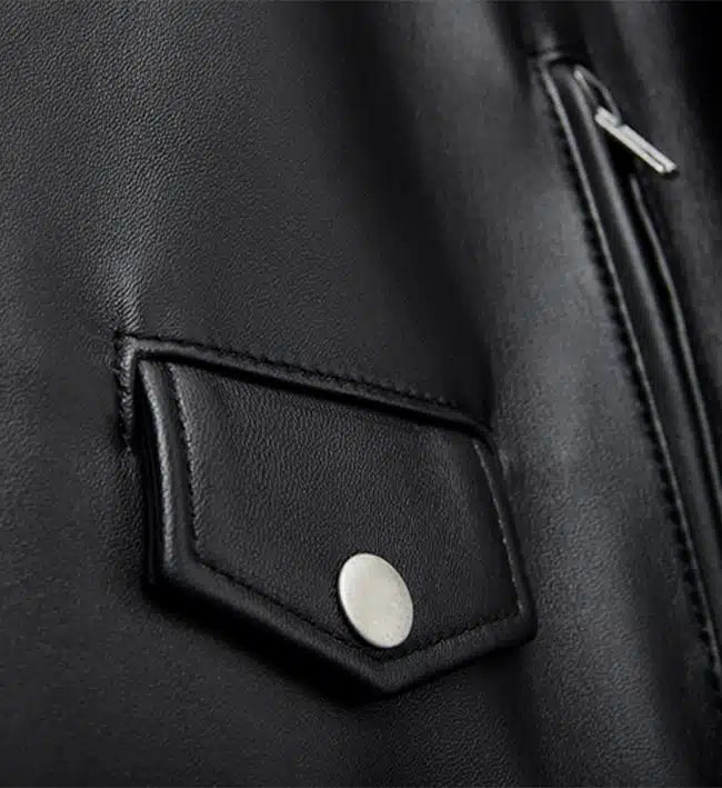 Men's Minimal Black Biker Leather Jacket