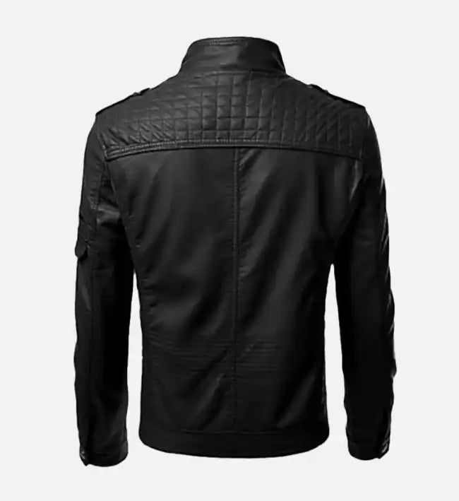 Men’s Slim Fit Black Biker Leather Jacket