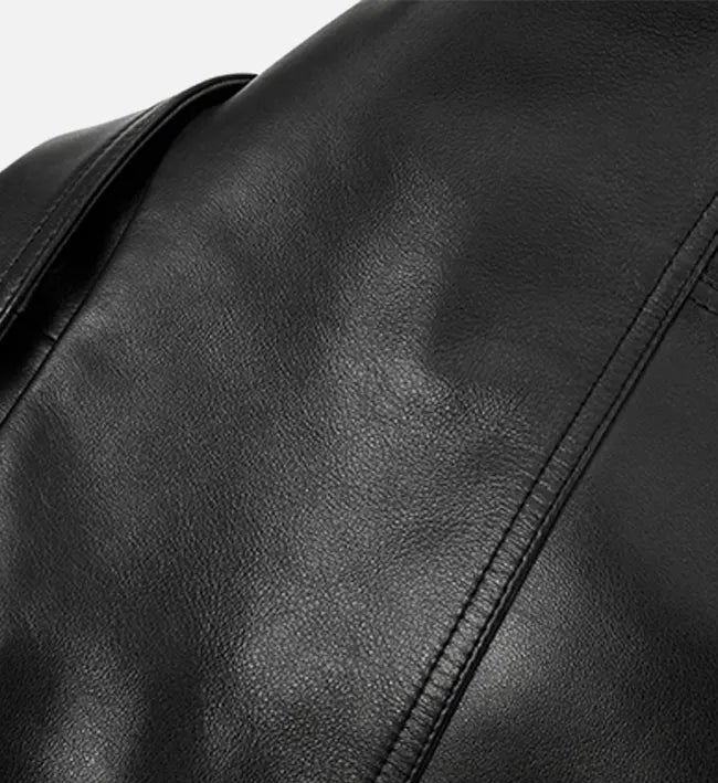 Men's Black Zip-Up Leather Jacket