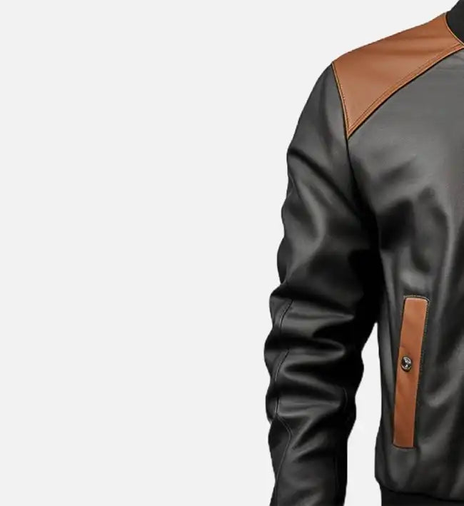 mens bomber black and brown jacket