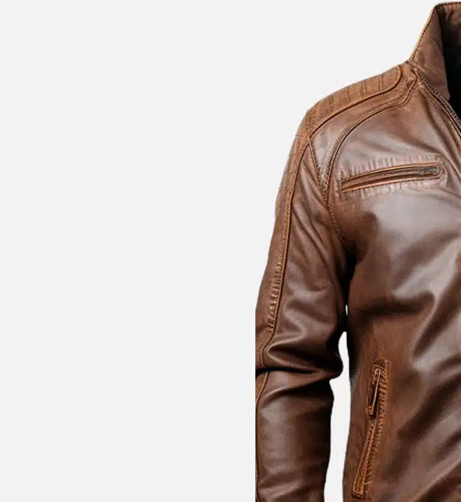 Men's Jordan Brown Leather Bomber Jacket