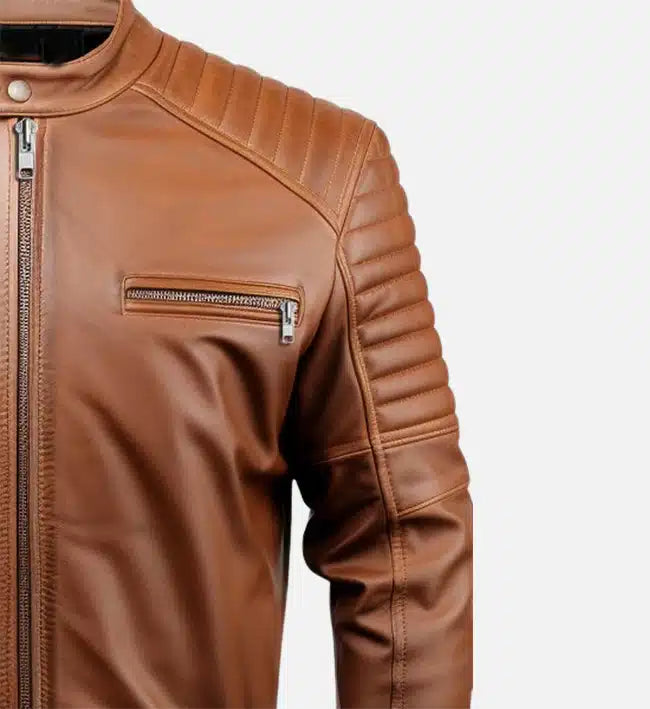 Men's Classic Brown Cafe Racer Leather Jacket