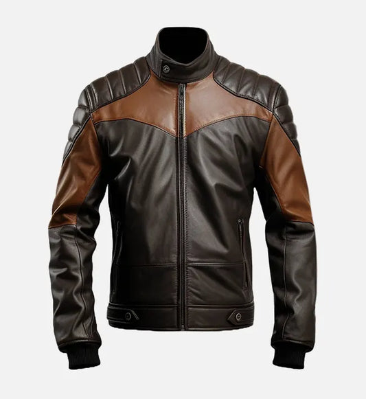 mens black brown biker stylish leather jacket