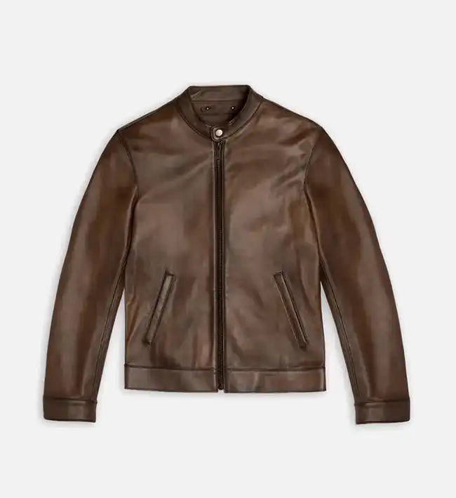 Men's Brown Cafe Racer Leather Jacket - AU LeatherX