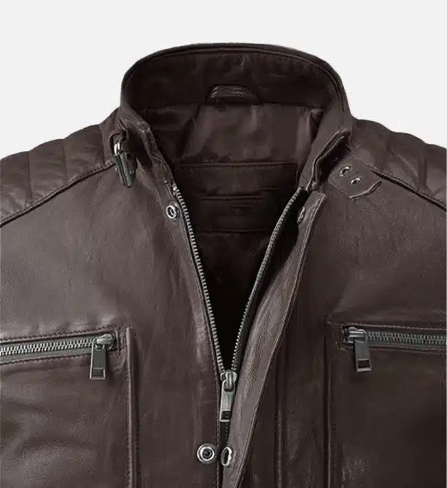 Men's Moto Brown Biker Leather Jacket