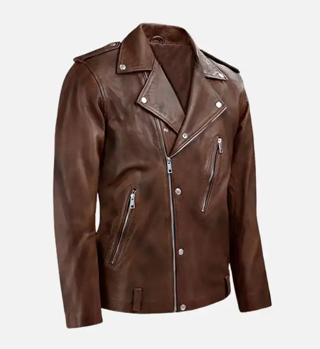 Men's Spanish Brown Biker Leather Jacket