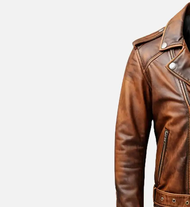 Men's Vintage Biker Brown Leather Jacket