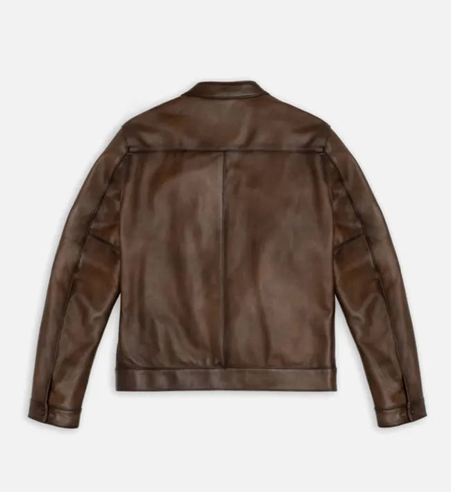 Men's Brown Cafe Racer Leather Jacket