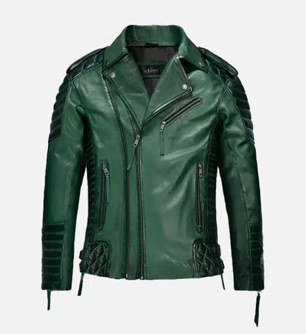 Men's Charles Burnt Green Leather Jacket