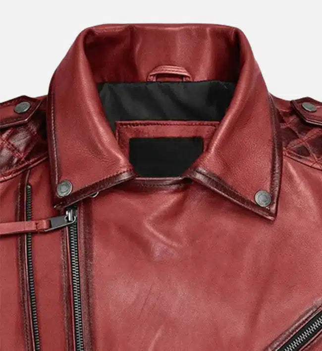 Men's Charles Burnt Red Leather Jacket