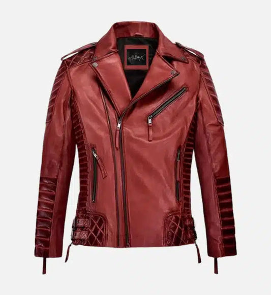 mens charles burnt red leather jacket