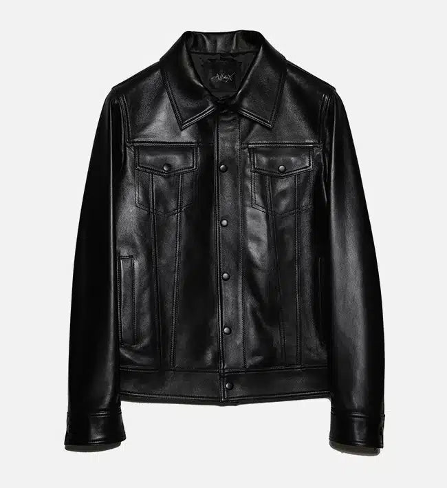 mens classic trucker black button jacket
