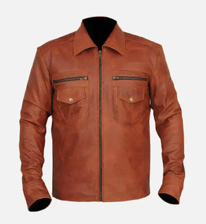 mens distressed brown leather jacket
