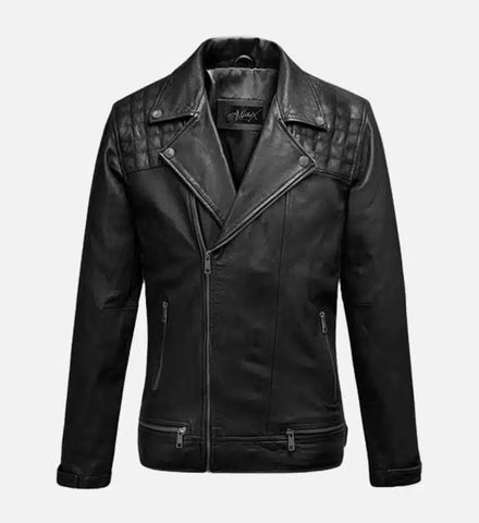 Men's Double Breast Black Biker Leather Jacket