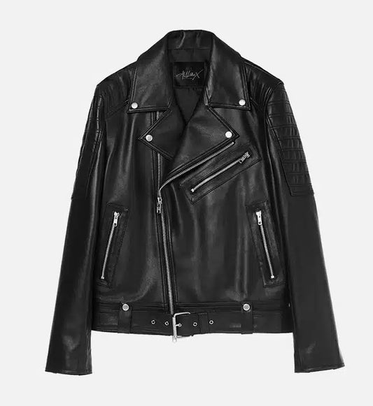 mens double stich leather biker jacket
