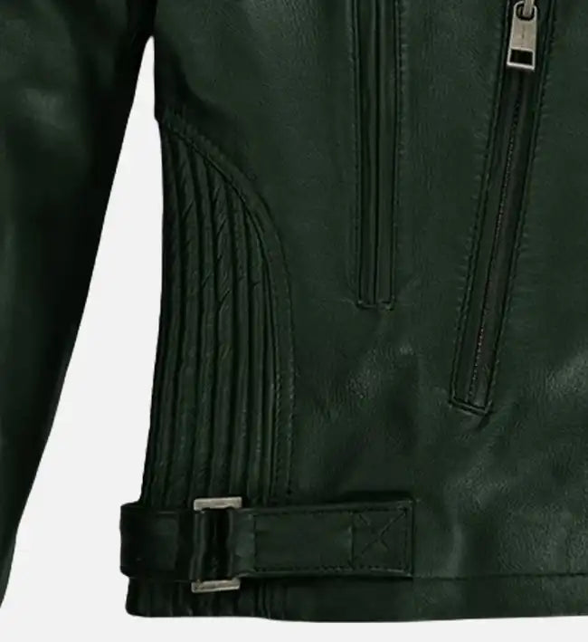 Men's Vintage Green Biker Leather Jacket