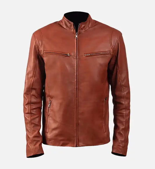 mens iconic brown leather jacket