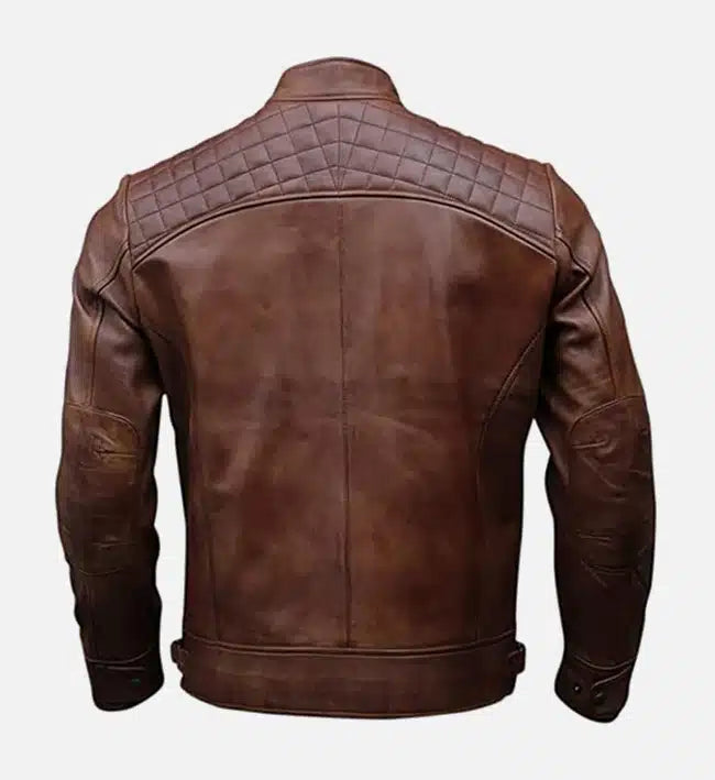 Men's Hudson Brown Moto Biker Leather Jacket