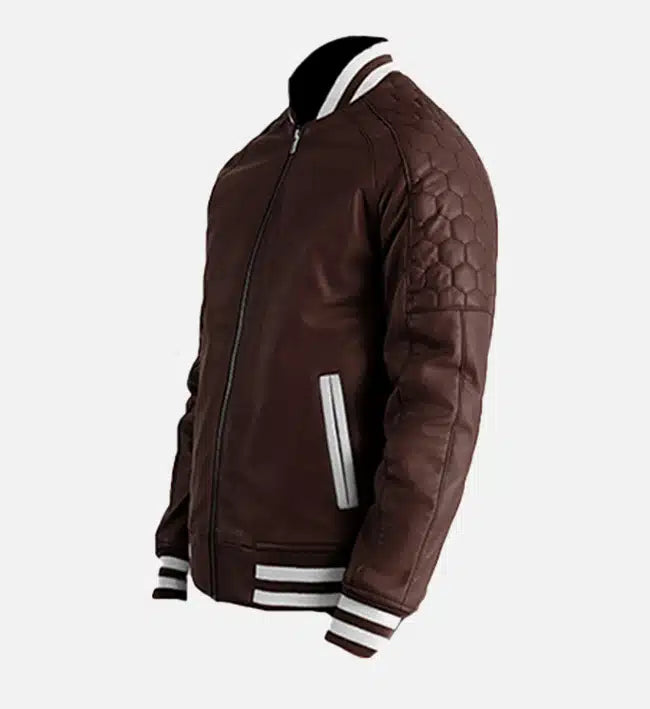 Men's Maroon Leather Varsity Jacket