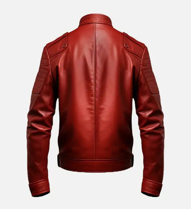 Men's Red Leather Biker Jacket