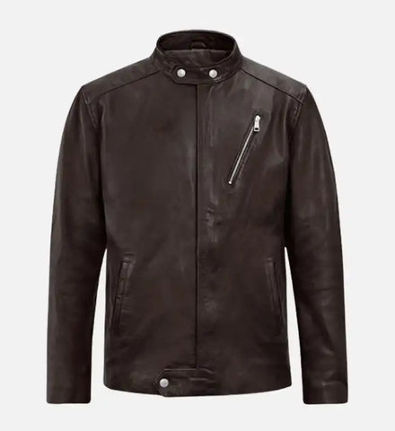 Men's Moto Brown Biker Leather Jacket