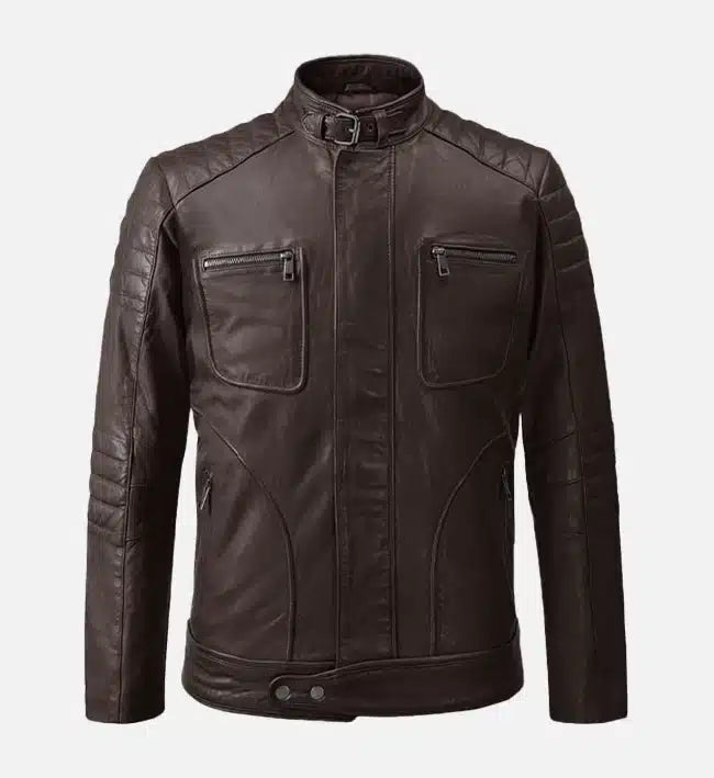 Men's Moto Brown Biker Leather Jacket