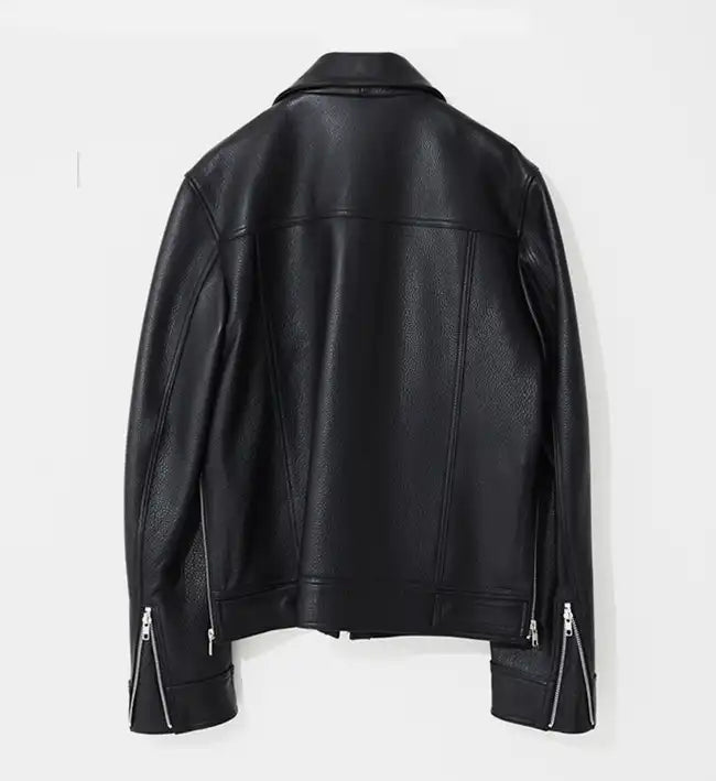 Men's Retro Zip-Up Side Zipper Leather Jacket