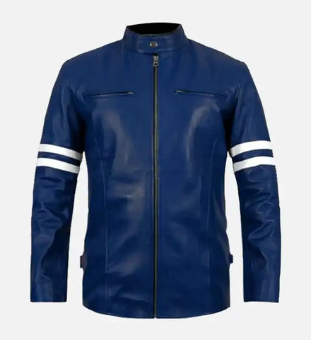 Men's Rich Blue Leather Jacket