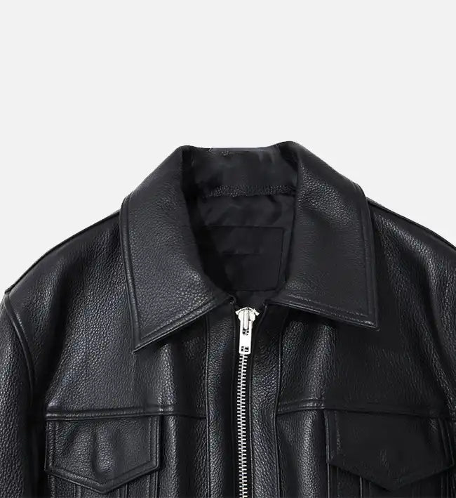 Men's Retro Zip-Up Side Zipper Leather Jacket