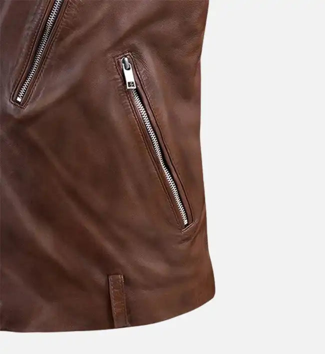 Men's Spanish Brown Biker Leather Jacket