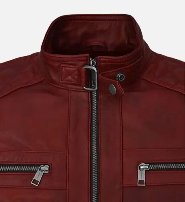 mens spanish red leather jacket