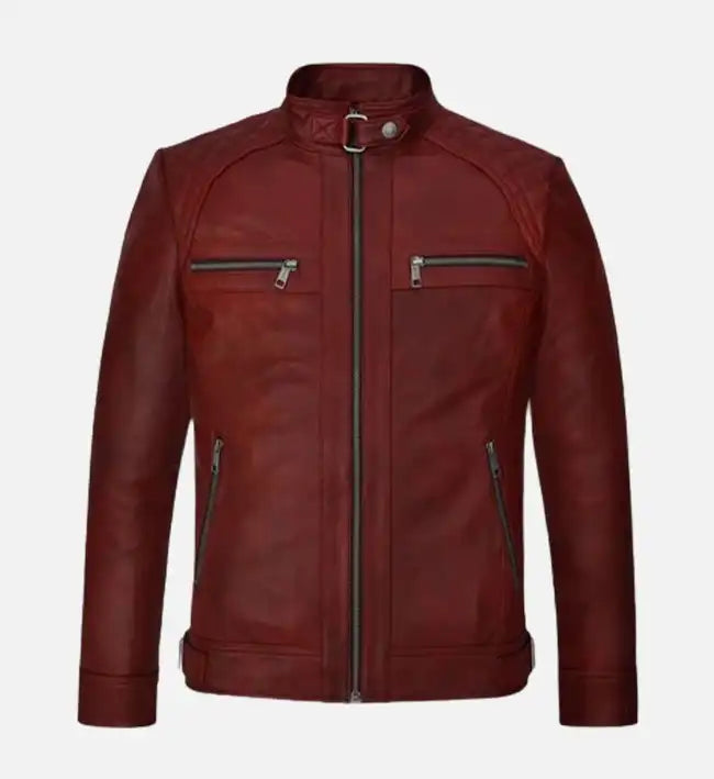 mens spanish red leather jacket