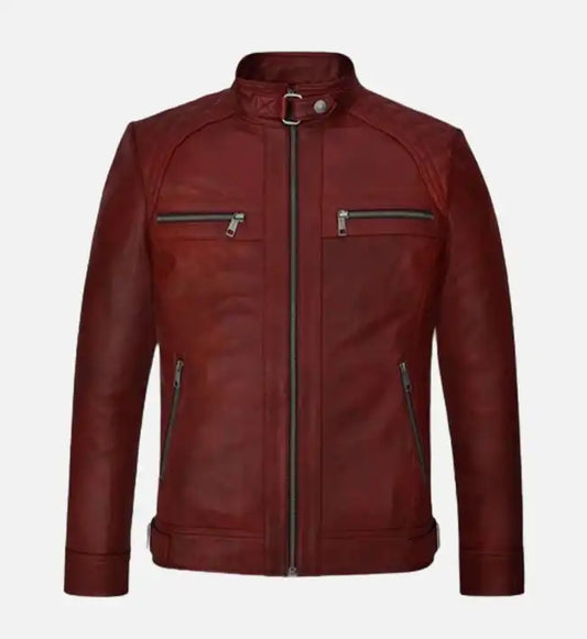 mens spanish red leather jacket