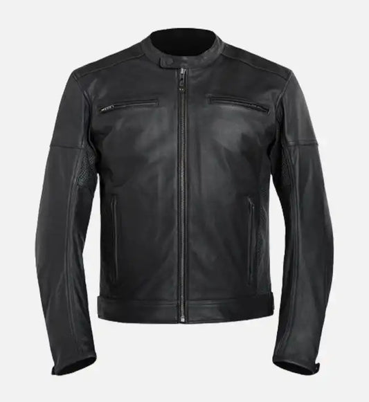 mens stylish slim fit black leather jacket
