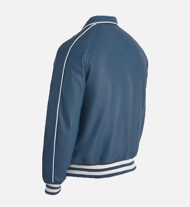 Men's Blue Leather Varsity Jacket