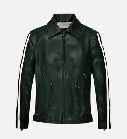 Men's Vintage Green Biker Leather Jacket