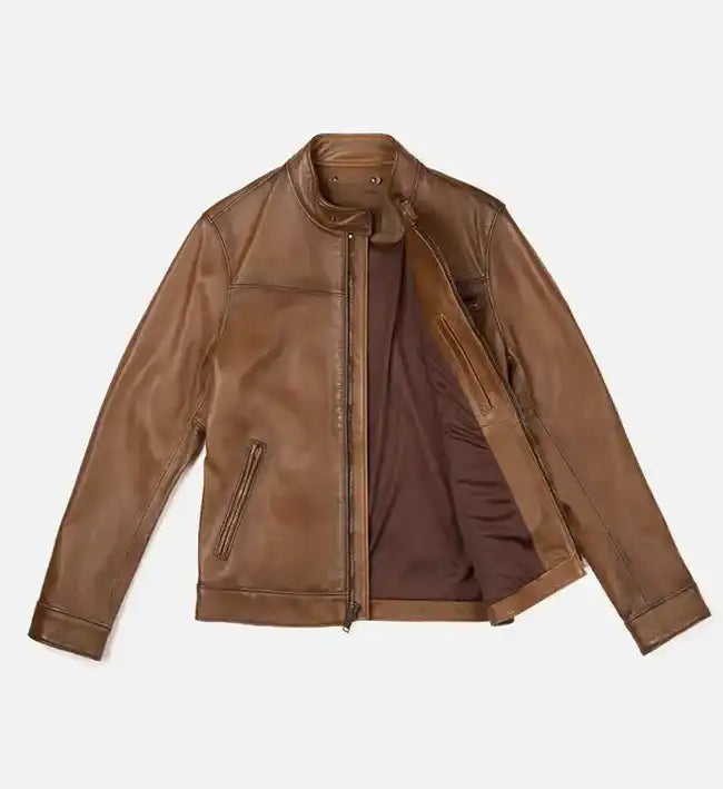 Men's Walnut Brown Biker Jacket