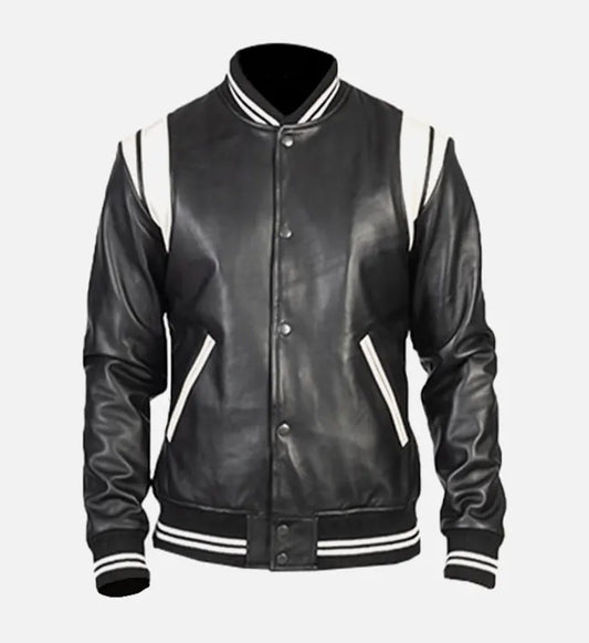 mens black varsity leather jacket