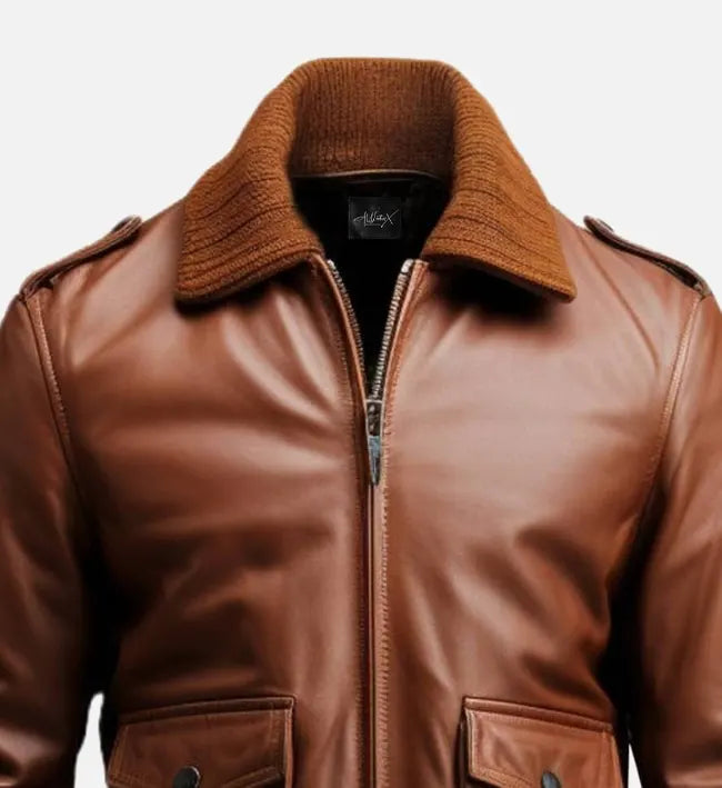 mens bomber jacket brown aviator leather