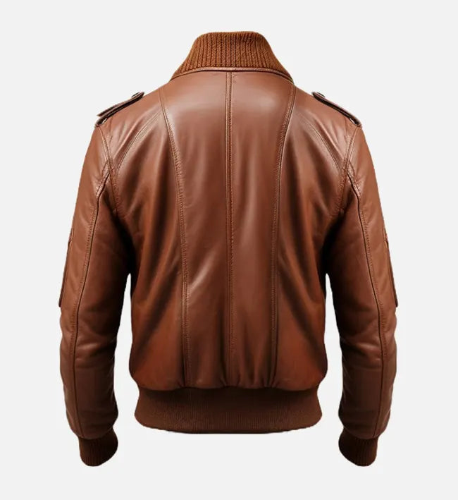 mens brown bomber aviator leather jacket