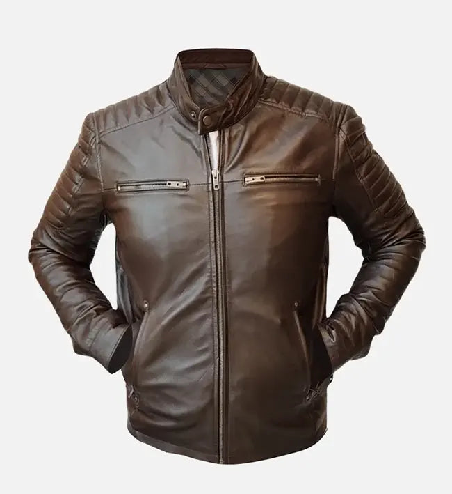 mens brown sprint leather jacket
