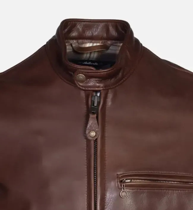 mens cafe racer brown leather jacket
