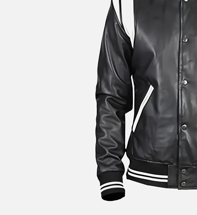 mens varsity black leather jacket