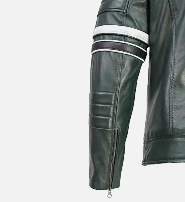 Men's Dark Green Motorcycle Leather Jacket