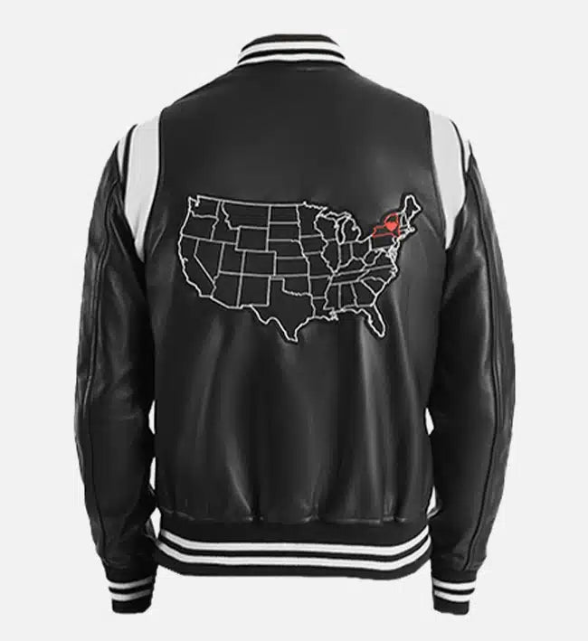 Men's New York Black Leather Varsity Jacket